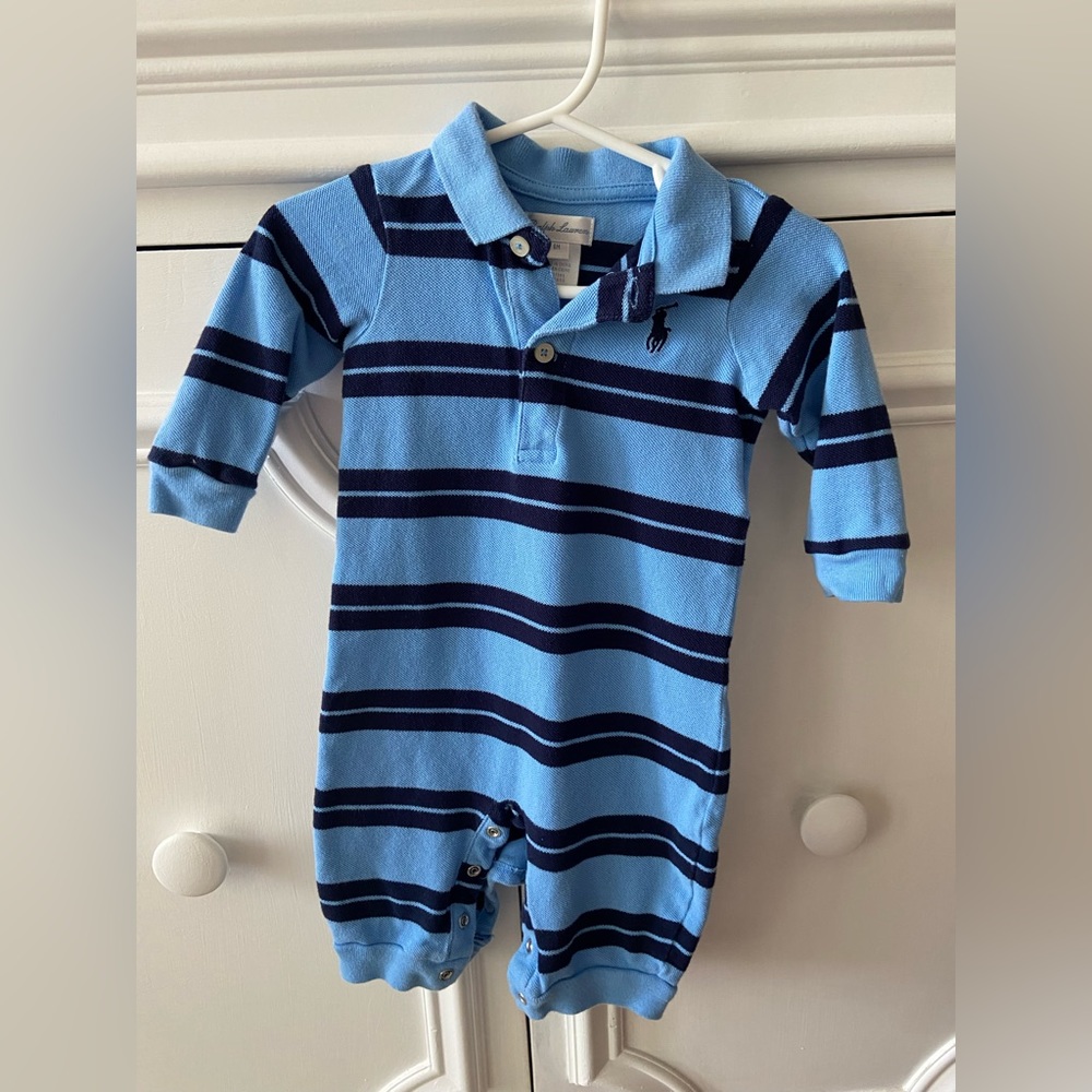 Ralph Lauren Polo 6M Coverall blue with navy stripes